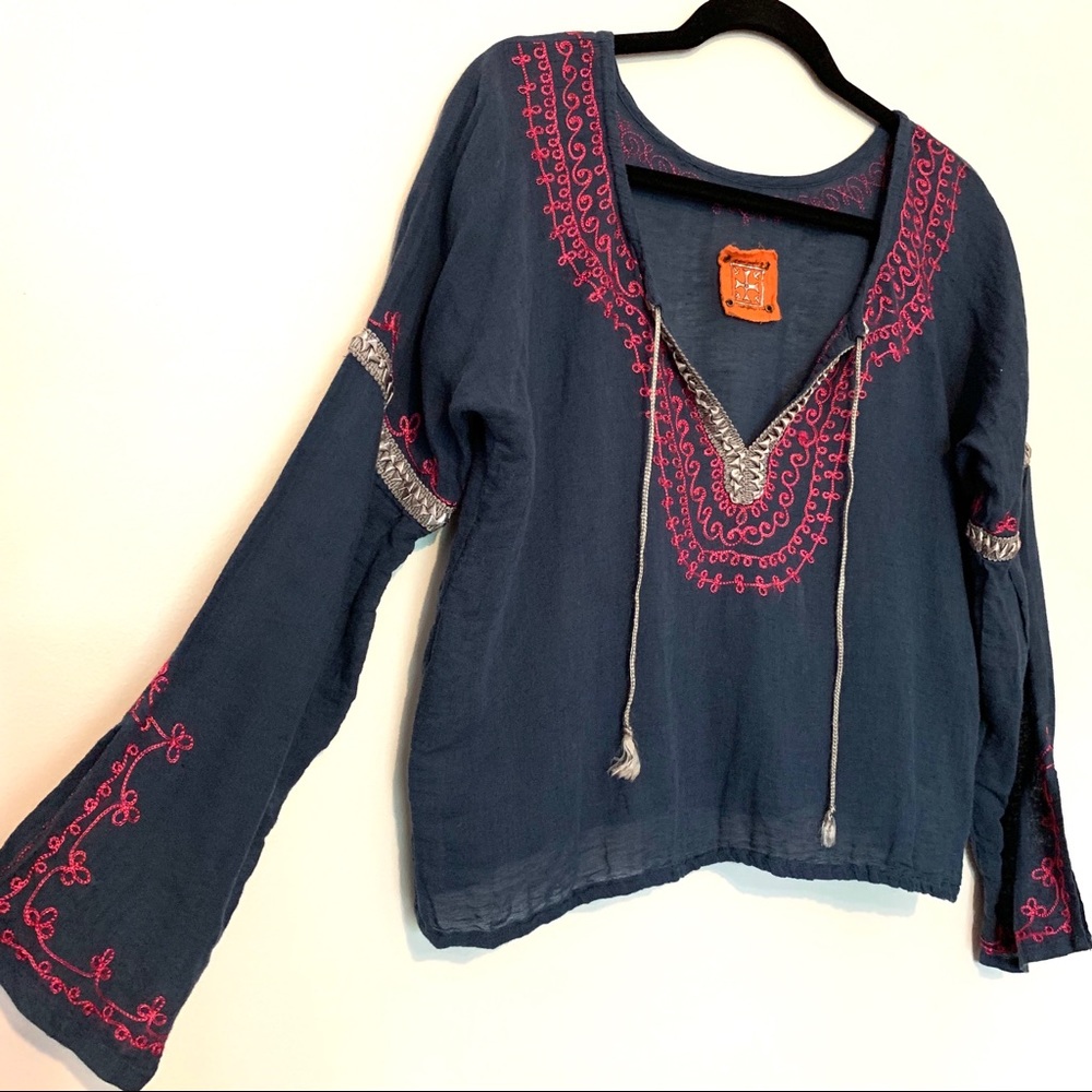 Free People Boho Tunic Sheer Blouse - Picture 6 of 8